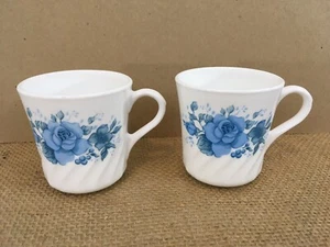 Corning Corelle Blue Velvet Swirl USA Made Coffee Mugs Cups (2) - Picture 1 of 3