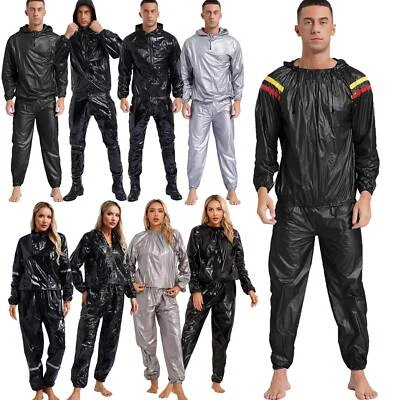 Hombres Mujeres Trajes de Sauna Fitness Sudor Sauna Traje Resistente Camisa y Pantalones con Capucha Foto 1 de 4