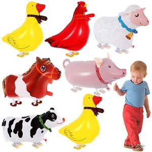 6 Pcs Walking Animal Balloons for Kids,Farm Animal Balloons,Walking Farm Anim... - Picture 1 of 7