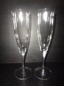 Tiffany & Co. (2) CRYSTAL FLUTES CHAMPAGNE GLASSES (Y shape) 9 1/4" - Picture 1 of 6