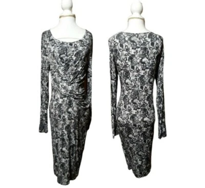 Motherhood Women's Maternity Dress Long Sleeves Black White Floral Print Sz M - Image 1 of 4