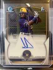 Luis Lara 2023 Bowman Chrome 1st On Card Auto #CPA-LL Milwaukee Brewers