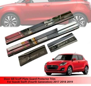 Door Sill Scuff Plate Guard Protector Trim Fit Suzuki Swift 2017 2018 2019 - Picture 1 of 6