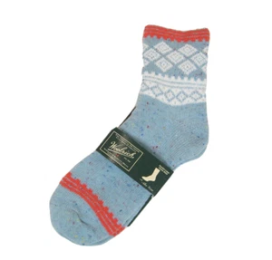 Woolrich doppellagige Hüttenschuhe Socken Fair Isle Aqua Orange Elfenbein - NEU - Bild 1 von 1