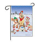 Dogs and Cats Holiday on Ice Christmas Garden Flag Double Sided 12" x 17"