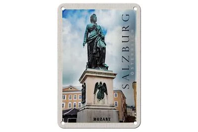 Blechschild Reise 12x18 cm Salzburg Mittelalter Skulptur Altstadt Schild - Bild 1 von 4
