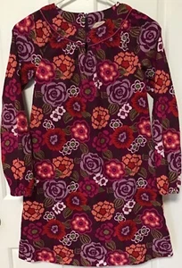 LANDS END floral print corduroy dress girls 12 red-violet FLAWLESS - Picture 1 of 5