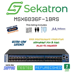 ♻️ Mellanox MSX6036F-1BRS 36-Port FDR InfiniBand Switch - Rear-to-Front Airflow - Picture 1 of 2