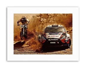 Motocross Bike Rally Car Dirt Race Picture Sport Canvas Art Print - Picture 1 of 4