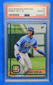 2022 Bowman Heritage # 34 Bobby Witt JR RC PSA 10 GEM MT # 93408959 - Bild 1 von 2