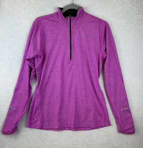 Nike Womens Pink 1/4 Zip Long Sleeve Running Top Shirt Dri-FIT Sports Size M - Picture 1 of 10