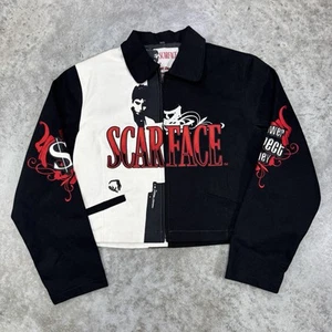 Vintage Scarface Jacket Womens Large JH Design Racing Y2K Deadstock NWT Boxy Aop - Picture 1 of 5