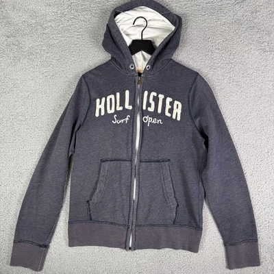 Sudadera con Capucha Hollister Cremallera Completa Vintage Algodón Bordado Para Hombre Mediana Y2K Gris Foto 1 de 4