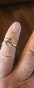 Pink Saphire And Diamond Cluster Ring - Picture 1 of 8