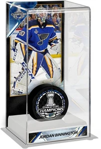 Jordan Binnington St Louis Blues 2019 Stanley Cup Champs Logo Dlx Tall Puck Case - Picture 1 of 1