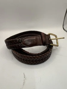 Cinturón BRIGHTON Trenzado Caoba Cuero Marrón Latón Hebilla Hombre’s Talla 36 98067 - Imagen 1 de 6