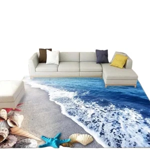 Alfombra visual 3D azul océano con alfombra de diseño de playa, alfombras grandes para olas de mar para... - Imagen 1 de 7