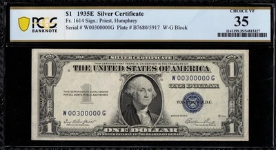 1935E $1 SILVER W0030000G P.C.G.S #35 - Image 1 of 3
