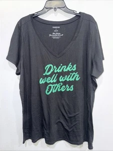 Torrid Tee Drinks Well With Others ” Shirt Black  Size 3X Slim Fit - Picture 1 of 7