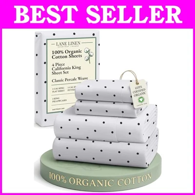 Conjunto de lençóis de algodão orgânico bolinhas Cal King - Imagem 1 de 4