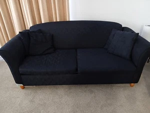 3- Seater Sofa Bed - Navy fabric - excellent condition - Picture 1 of 10