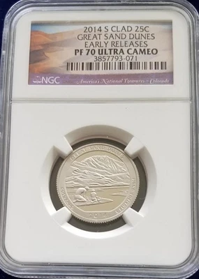 2014-S Great Sand Dunes Quarter, 25 cents | NGC PF 70 UCAM | Proof ATB 25 c ER - Image 1 of 3