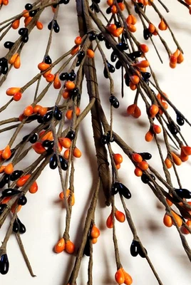 Guirlanda Country Primitive Fall Halloween pip berry laranja e preta 4,5 pés - Imagem 1 de 4