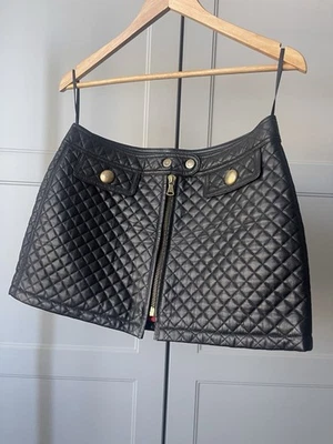 Minifalda acolchada de cuero real D&G de colección rara en muy buena condición IT 44 UK 12 Foto 1 de 4