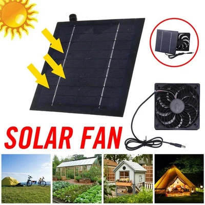 Solar Panel Exhaust Fan Portable Solar Powered Fan for Dog House - Image 1 of 4