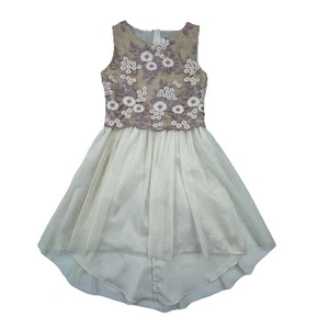 Rare Editions Girl's 10 Dress Ivory Mesh Tulle Skirt Floral Embroidered Bodice - Picture 1 of 8