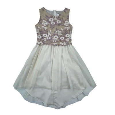 Vestido para niña 10 ediciones raras marfil malla tul falda floral bordado corpiño Foto 1 de 4