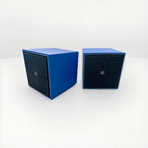 Vtg Space-Age Blue GE Speakers For Record Player Turntable 1970s Kartell MCM - Picture 1 of 6