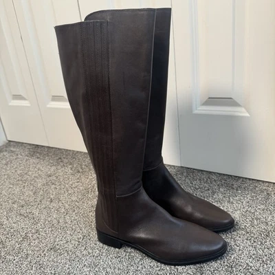 Botas Calvin Klein Cuero Finley Punta Cerrada Alto Café Grano Talla 9.5 Sh29 Foto 1 de 4
