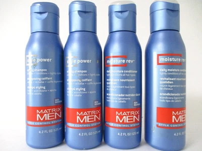 Matrix Men Style Power Shampoo & Moisture Rev Conditioner 4,2 oz CONJUNTO 4 frascos - Imagem 1 de 2
