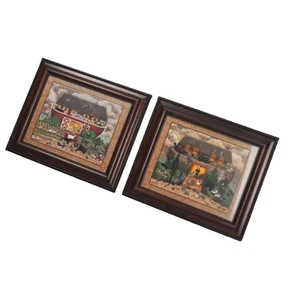 Noah's Ark Framed Prints Barn Log Cabin By Dona Douma Lot Of 2 - Picture 1 of 15