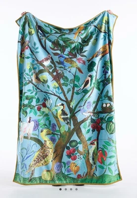 Anthropologie Nathalie Lete Marais Throw Blanket Birds Floral Blue Jungle NEW - Image 1 of 4