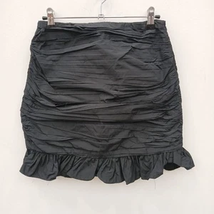 Zara Skirt UK 8 to 10 Womens Black Mini Back Zip Frill FLT08-EP - Picture 1 of 9