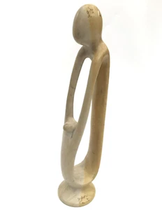 Vintage Steinkunst Skulptur Mutter und Kind abstrakt handgeschnitzt 13 Zoll - Bild 1 von 8