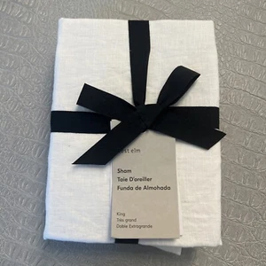 West Elm European Flax Linen Shams King Size White - Picture 1 of 2