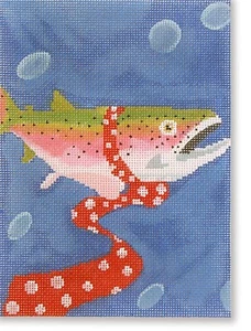 Needlepoint Handpainted CBK Fish Wearing Tie 5x7 - Picture 1 of 1