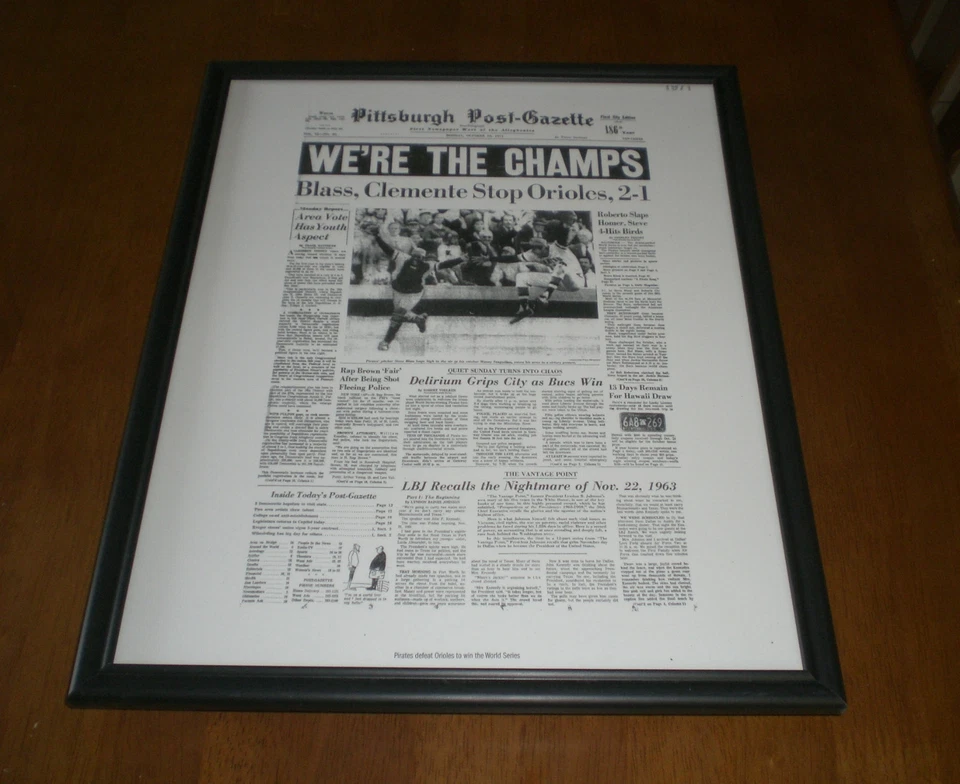 Piratas Somos los Campeones 1971 enmarcado 11x14 impresión de periódico - Serie Mundial Foto 1 de 1