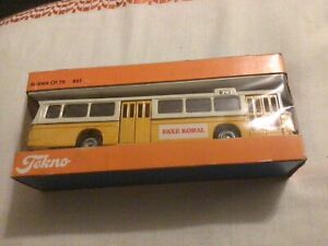 Vintage, Tekno, Scania CR 76 851 Yellow and White Bus, With Box, FAXE KORAL