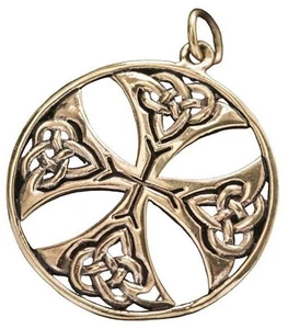 Bronze Kelten Amulett  Kreuz des Lebens Druiden 4 Himmelsrichtungen + Lederband - Bild 1 von 3