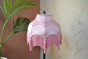 Lampshade scallop pink silk hand-stitched table lampshade floor lampshade - Picture 1 of 8