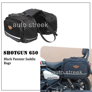 Fit For Royal Enfield Shotgun 650 Saddle Pannier Black Bags - Picture 1 of 8
