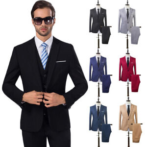 2PCS Mens Business Suit Blazer Suit Slim Fit Tuxedo Coat Pants Trousers Formal 