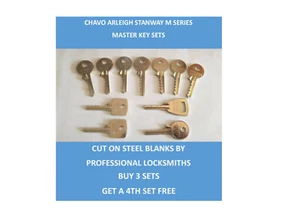 STATIC CARAVAN MASTER KEY SET CHAVO ARLEIGH STANWAY M SERIES KEYS. - Picture 1 of 2