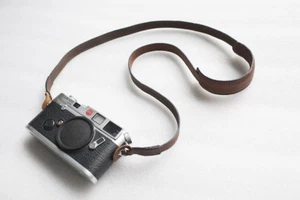 Handmade Real Leather Camera Shoulder Neck strap for film EVIL camera Dark Brown - Picture 1 of 8
