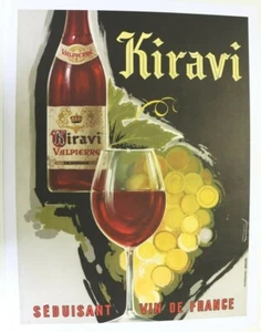 AFFICHE ANCIENNE VIN KIRAVI = MARGNAT PERNOD RICARD POSTILLON GEVEOR CASTEL - Picture 1 of 5