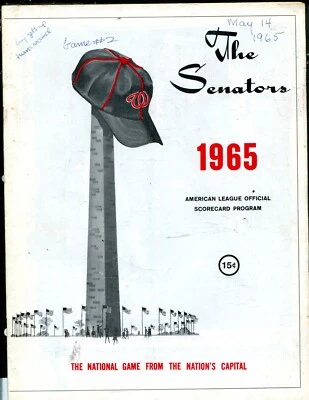 1965 Washington Senators program - vs. Cleveland Indians - Image 1 of 2